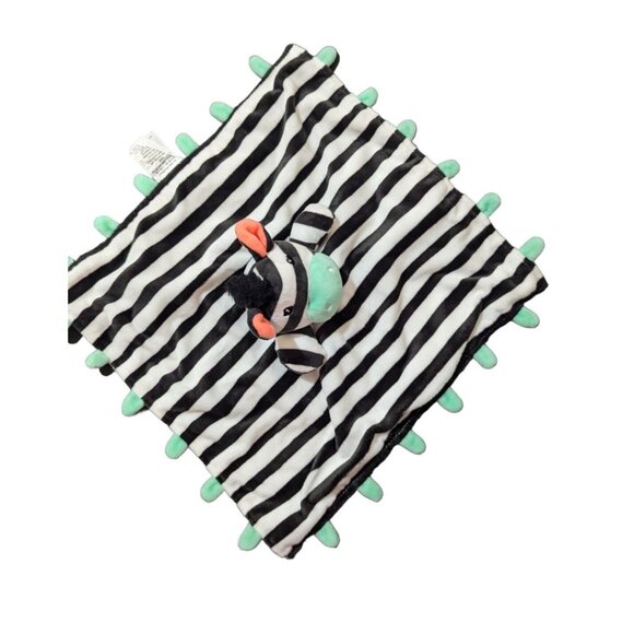 Target Oh Joy! Zebra Lovey Security Blanket Black White Stripes Green  plush toy - Picture 1 of 6